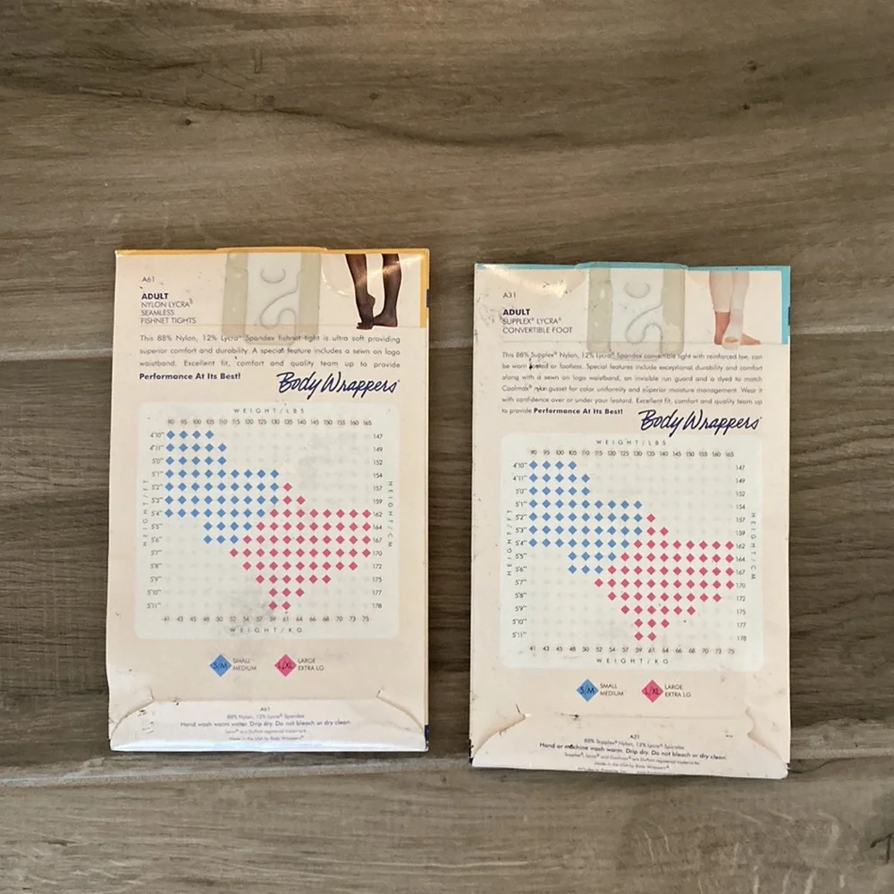 New lot of 2 Body Wrappers S/M tights